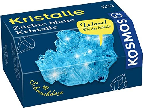 KOSMOS 657932 Blaue Kristalle selbst züchten Experimentierset für Kinder, Experimentierset für Kinder, Komplett-Set zum Züchten inkl. Kleiner Schmuckdose, Kristalle züchten, Mitbringsel für Kinder