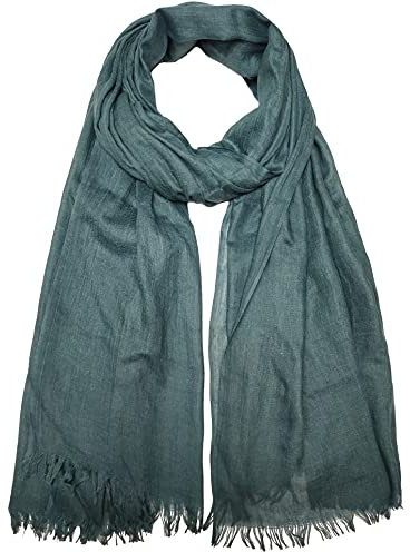 Damen Sommer Schals Baumwolle Leichte Große Lange Gaze Damenschal Eleganter Plain Tücher 75”×43”,Dunkelgrün