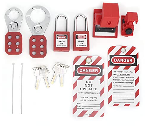 Juego de 15 piezas de bloqueo y etiquetado Candados de bloqueo de seguridad Loto Hasps Kit de caja de herramientas de seguridad eléctrica para disyuntor de 18 mm / 0.7in-42 mm / 1.7in