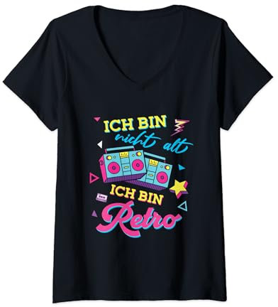 Damen Ich bin nicht alt Ich bin Retro -70er 80er 90er Jahre T-Shirt mit V-Ausschnitt