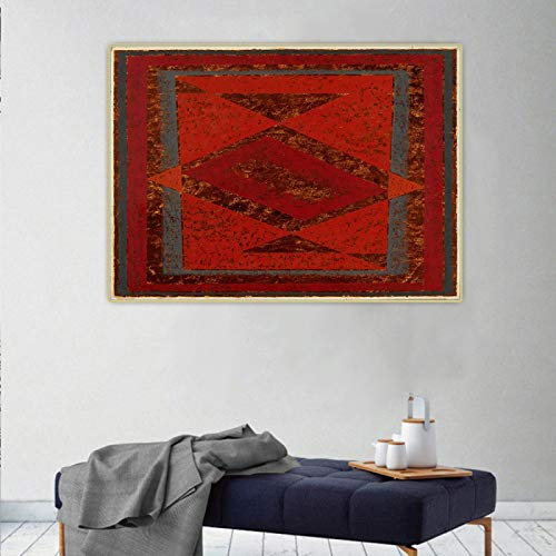 Leinwandbild Josef Albers《Raute Horizontal.1946》Leinwand Ölgemälde Abstraktes Gemälde Dekoratives Bild Wand Wohnkultur 70x100cm Rahmenlos