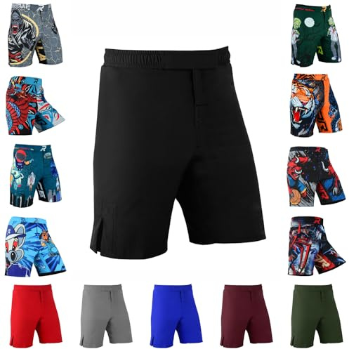 Roar Kids Mixed Martial Arts MMA Shorts BJJ Cross Training Gym Boxing Grappling Kickboxing Muay Thai Workout Shorts (Y-XSmall, Black)