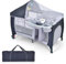 COSTWAY 4 in 1 klappbares Reisebett & Babywiege & Wickeltisch & Laufstall mit Schaukelfunktion, inkl. Spieluhr, Spielbogen, Wickelauflage, Matratze, Windel Organizer und Tragetasche (Grau)