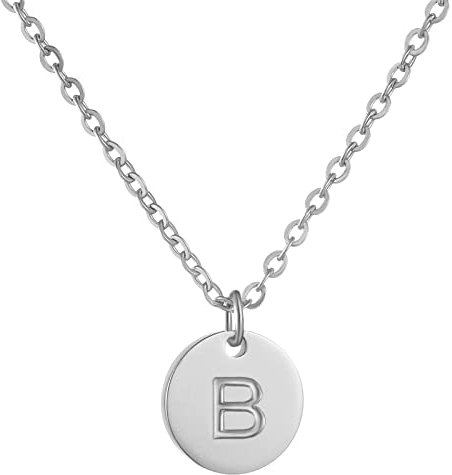 AFSTALR Damen Initialen Kette B Buchstaben Anhänger Silber Kette mit Herzen Geburtstagsgeschenk für Mädchen