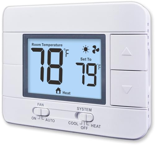 Aowel Non Programmable Thermostat for Home 1 Heat/ 1 Cool Single-Stage System, Temperature Control with Humidity Display (LCD White Backlit Screen)