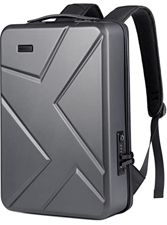 Elsegeod Sac à dos pour ordinateur portable à coque dure pour les hommes, sac à dos antivol à verrouillage TSA avec port USB, Business Collège Sac à dos pour ordinateur portable de 17 pouces