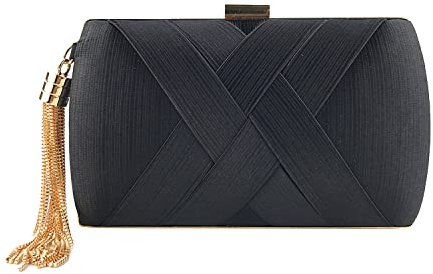 SUKUTU Damen Abend Clutches Tasche Satin Hochzeit Party Abendtasche Quaste Anhänger Cocktail Prom Handtaschen
