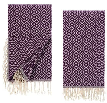 Tuiste Saunatuch Violett 2er Pack, Saunakilt Damen und Herren, Strandtuch, Saunahandtuch, Picknickdecke, Hamamtuch%100 Baumwolle, Strandtücher, Strandhandtuch XXL, Badehandtuch 100x180