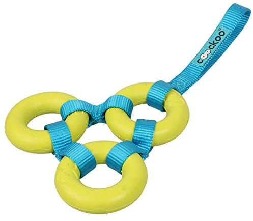 COOCKOO, Hundespielzeug Looop Limette, aus Naturkautschuk, strapazierfähiges Band aus gewebtem Nylon, befriedigt das Kaubedürfnis, Spielzeug zum Apportieren, leuchtende Farben