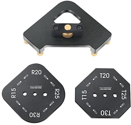 MaxEarn 2 Stk 4-in-1 Aluminium Frässchablonen für Oberfräse, Tisch Ecke Radius Jig Router Templates Spannvorrichtung, Schnell R-Winkel Fase Locator für Holzbearbeitung(R15/20/25/30+T15/20/25/30)