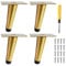 Toolzia 4Pcs 4 Metal Oblique Furniture Legs 10cm,Cone Cabinet Legs Stainless Steel Table Legs No-Slip Silent For Diy Furniture, Sofas, Cabinets(Gold)