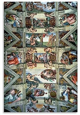 SEIBES Sixtinische Kapelle Decke von Michelangelo Buonarroti Poster, Heimdekoration, Wandkunst, Hängebild, Druck, Schlafzimmer, dekorative Gemälde, Raumästhetik, 50 x 75 cm