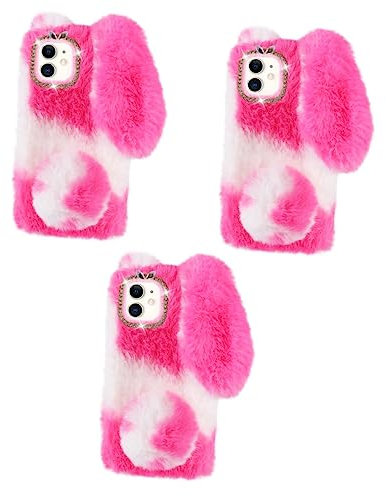 Hemobllo 3stücke Dekorative Handyhülle Plüsch Für Weiche rutschfeste TPU Und Plüschschutzhülle Rosa Schutz Vor Kratzern Und Stößen