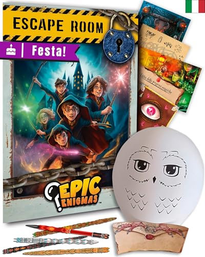 EPIC ENIGMAS | Escape Room Kindergeburtstag | Partyspiel Schnitzeljagd | Kinder Rätselspiel | Brettspiel Schatzsuche | Deutsch | 5-12 Jahre | 6-25 Spieler | + Harry Geburtstag Deko