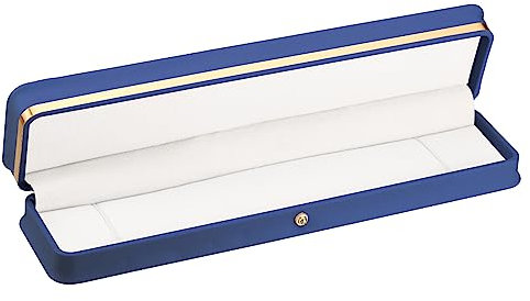 PATIKIL Velvet Necklace Box, Single Slot Long Chain Box Vintage Jewelry Holder for Wedding Engagement Proposal Ceremony Anniversary Style 3, Blue