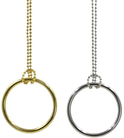 MOMOMAGE 1 x Ring und Kette (großer Ring), Zaubertricks, Metallknotenring an Kette, Zauberrequisite, Nahaufnahme, Straßenzauber Illusion (Golden)