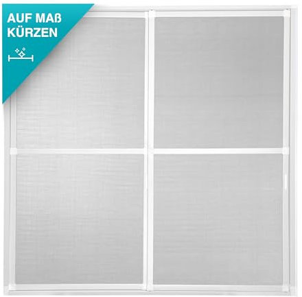 APANA Fliegengitter Schiebetür 240x240 cm – weiß, Insektenschutz ohne Bohren – zuschneidbares Türsystem mit Aluminiumrahmen & Fiberglasgewebe – für Balkon-, Terrassen- & Doppeltüren