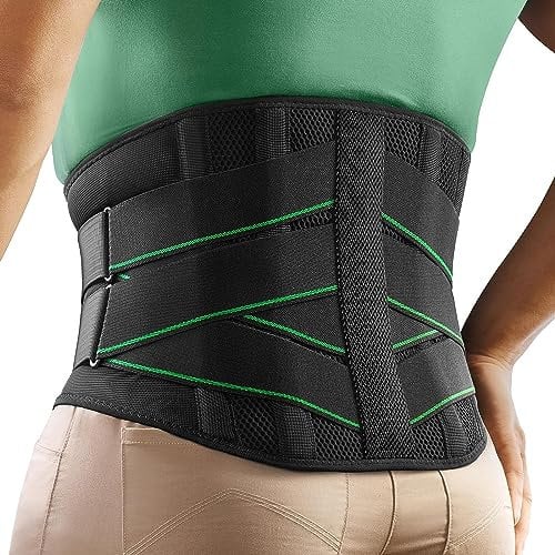 FREETOO Rückenstützgürtel mit 7 Metallstützen, Bequeme Rückenbandage für Herren und Damen mit Abnehmbarem 3D Lendenpolster zur unteren Rücken,LWS, Atmungsaktive Rückengurt für Arbeit und Sports (XL)