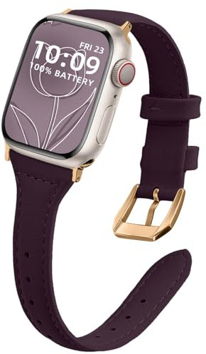 WoPail Bracelet Cuir Femme pour Apple Watch 42mm 44mm 45mm 46mm 49mm pour Apple Watch Ultra 3/2/1 49mm pour iWatch Series 11/10/9/8/7/6/5/4/3/2/1 Mince et Léger Bracelet de Remplacement Violet