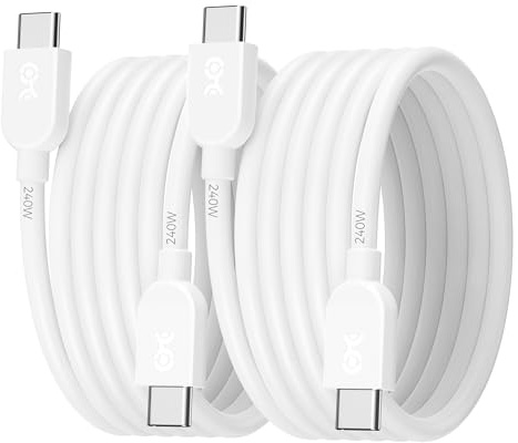 Cable Matters 2er-Pack Extreme Flexible 240W USB C Ladekabel 1,8m, Weiß, für MacBook Pro, iPad Pro, iPhone 15 Pro, Apple Vision Pro (140W USB C Ladekabel, USB C Kabel, USB 2.0, Kein Video)