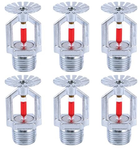 ACYOGIE 6 Stück Feuersprinklerkopf – Kupfer-Chrom, 1,27 cm NPT 68,3 °C (68 °C) Pendentyp, K80 schnelle Reaktion, automatische Sprinkleranlage für Wohn-, Fabrik-, Einkaufszentrum, Lagergebäude