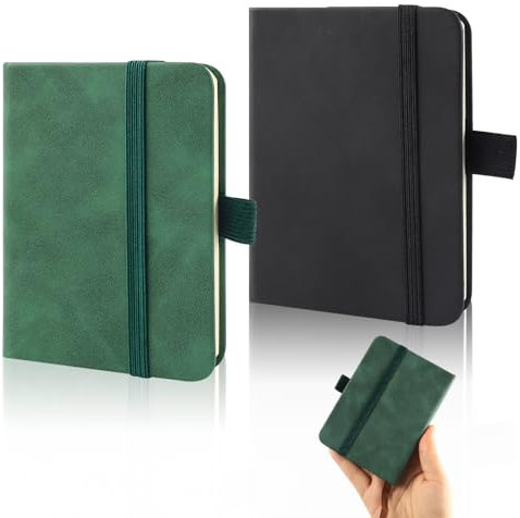 2 Stück A7 Notizbuch Notizblock,Notizbuch A7 mit 100 Seiten,Tragbares Notizbuch Hardcover,Klein Notizbuch Leder, für Schule, Büro, Reisen, Outdoor,Verschenken Sie es an Familie und Freunde