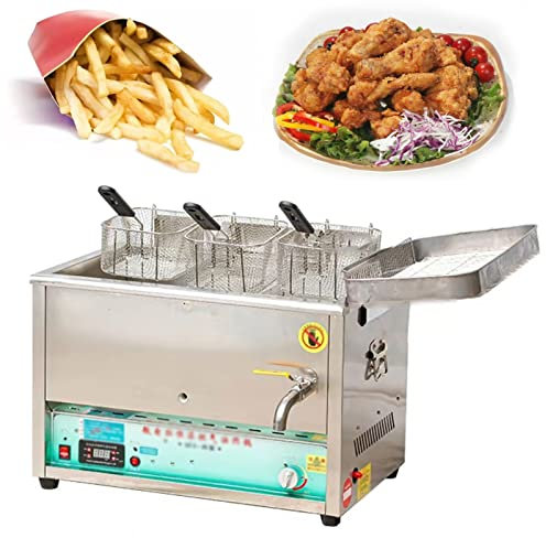 Freidora, freidora de gas comercial, cesta de encimera, freidora de acero inoxidable, restaurante, patatas fritas caseras con cesta, cocina al aire libre, para patatas fritas (Color : Style2)