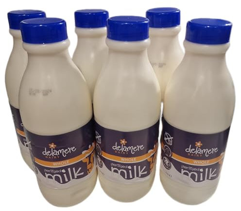 1L Delamere Dairy Sterilized Whole Milk Plastic Bottle (6 x 1Litre)