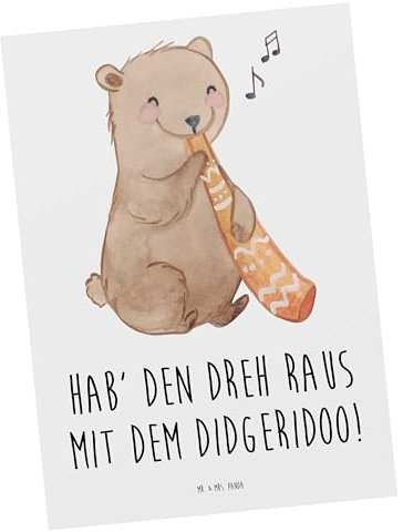 Mr. & Mrs. Panda Postkarte Didgeridoo Dreh - Geschenk, Blasinstrument, Australien, Grußkarte, Übung, Musikschüler, Dankeskarte, Spielen lernen,