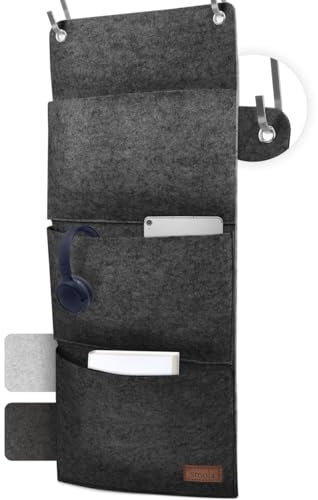 smøla Filz Hängeorganizer mit Haken für die Tür, Hängeaufbewahrung Wand, Filz-Organizer Wohnmobil & Camping, Organizer hängend, Hängeregal in grau