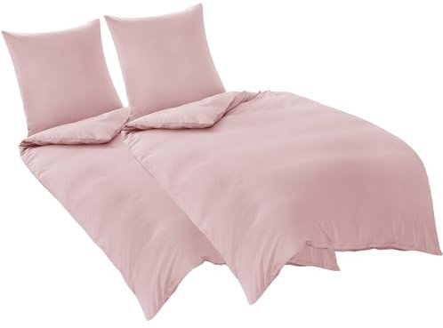 Aisbo Bettwäsche 135x200 4teilig Rosa - Bettbezug 135 x 200 cm 4tlg mit Kissenbezug 80x80 cm, ÖKO-TEX Bettwäsche Set Mikrofaser mit Reißverschluss, Weich und Bügelfrei