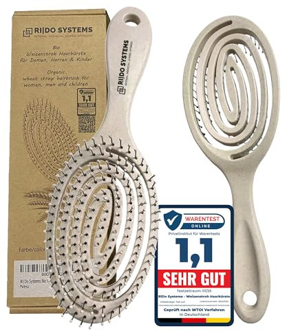 Ri|Do Systems Organic Wheat Straw Hair Brush without Pulling for Women, Men & Children, Detangling Brush, Anti-Pull, Paddle Hair Brush, for Long Thick or Curly Hair