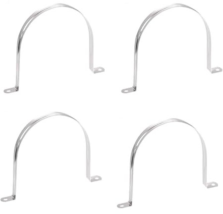 TOP-VIGOR 4Pcs 160mm(6.3) Rigid Pipe Strap, 2 Holes Tube Straps 201 Stainless Steel Tension Tube Clip Clamp for Fixing Tube Pipe Wire