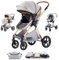 Shineey kinderwagen 3 in 1 Buggy Babybett Komplett Set Einem Klick Zusammenklappbarer Kinderwagen, 3 in 1 KombiKinderwagen Aluminiumrahmen für Neugeborene