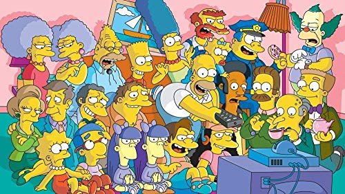 VRYOP 2000-teiliges Puzzle, Puzzle - Vollfarbiges „Die Simpsons beim Fernsehen“ - Kartonpuzzle für alle Altersgruppen, 70 x 100 cm