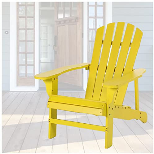 Adirondack Chaise longue inclinable en bois pour jardin, piscine et plage, meubles d'accentuation jaune pour terrasse et porche