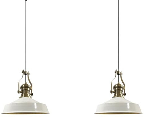 bamyum Neo-Asletl Pendelleuchte Esstisch Weiß 2 Flammig Metall 40cm, Hängelampe Wohnzimmer, Hängelampe Industrial Vintage, Küchenlampe Vintage Schwarz, Esstischlampe