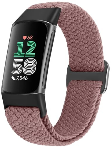 WNIPH Braided Strap Compatible with Fitbit Charge 6/Fitbit Charge 5 Straps for Women Men, Adjustable Elastic Nylon Wristband Stretchy Replacement Bands for Charge 6/Charge 5
