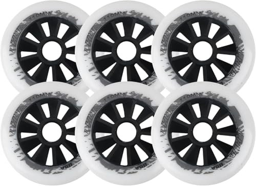 Inline-Skate-Ersatzräder für drinnen und draußen, 6 Stück, 90 mm/100 mm/110 mm, Inline-Skate-Rollen, 85 A, Rollschuh-Rad, Ersatzrolle (weiß, 100 mm)