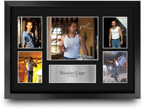 HWC Trading Nicolas Cage Con Air Geschenke Geducktes Signiertes Autogramm Fotodisplay für Fans von Film Memorabilien - A3 Gerahmt