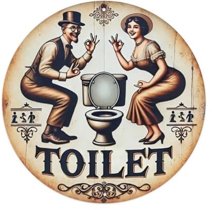 Divertente targa decorativa in metallo per WC, in stile vintage, per casa, bar, giardino, 20,3 x 20,3 cm