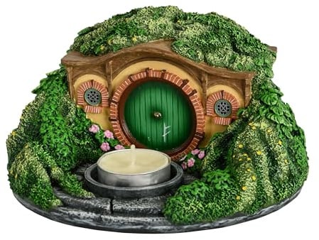 Elbenwald Der Herr der Ringe - Teelichthalter Hobbit Höhle Auenland Diorama 15,5 x 8,8 x 15,5 cm Resin Kerzen Durchmesser 4,5 cm