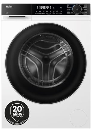 Haier X 5 HW100-BP14357UIB Lavadora Carga Frontal 10KG, Clase A-20%, Función Vapor, Tratamiento ABT, Motor Inverter, Display Digital, 1400 RPM, Inicio Diferido, Libre instalación, 14 Programas, Blanco