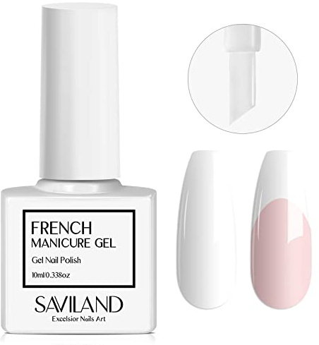 SAVILAND Schönes Weiß French Gel Nagellack 10 ml Soak Off Neon UV Nagellack | Gel Nägel Weiß für Maniküre UV Gel French Nails Art Starter, Gellack UV für French Nails Stempel Home DIY Nageldesign
