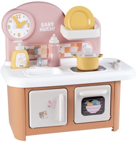 Smoby - Baby Nurse – Küche – Backofen, Kochfeld und Spüle – viel Zubehör enthalten – ab 18 Monaten – Material recycelt – Französisches Produkt