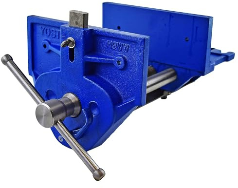 Yost Vises M9WW Rapid Action Woodworking Vise | Quick Release Lever for Quick Adjustments | 9 Inch Jaw Width | Made with Heavy-Duty Cast Iron | Blue