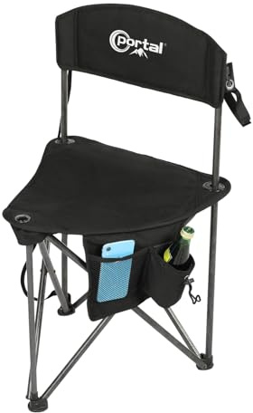 PORTAL Extra Large Quick Folding Tripod Stool with Backrest Fishing Camping Chair with Carry Strap