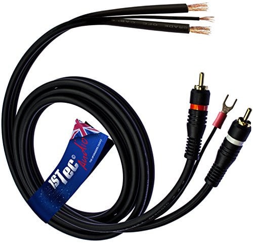 1stec Câbles pour tourne-disque 1,5 m RCA + terre à extrémités nues.