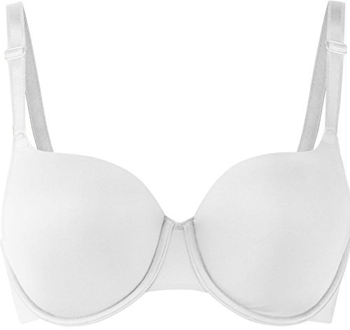 GA COMMUNICATIONS Women’s T-Shirt Bra Underwired Padded Full Cup – Seamless Everyday Comfort Lingerie with Moulded Cups, Adjustable Straps & Full Coverage Support[White,36 B]