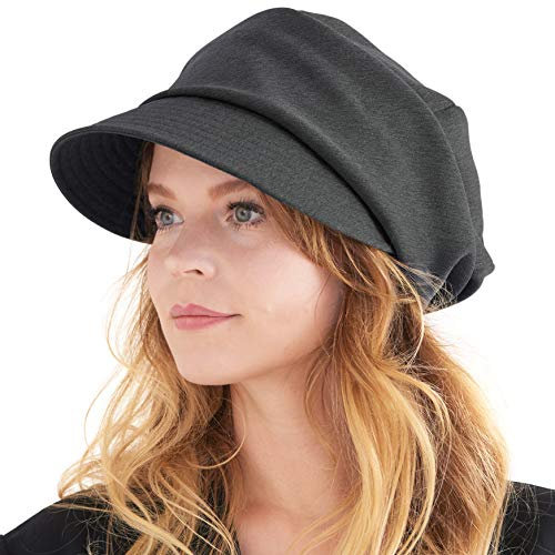CHARM Schirmmütze Kappe Newsboy Flat Cap - Winter Bio-Baumwolle Hat Weite Mütze Grau